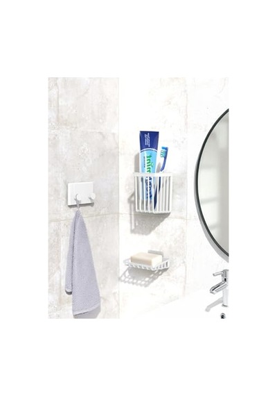 6'lı Yapışkanlı Banyo Düzenleyici Seti, Beyaz Renk 0