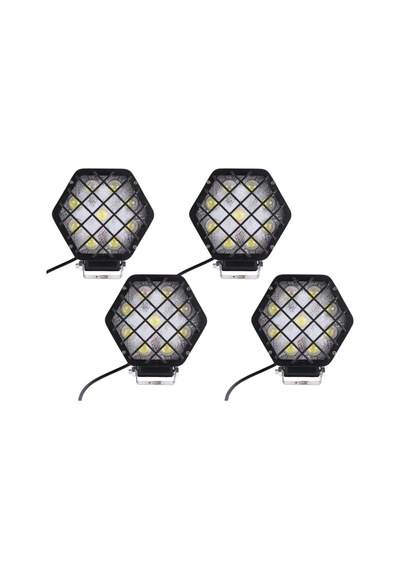 4 Adet 48w Altıgen Kafesli Siyah Kasa 16 Led Off Road Tekne