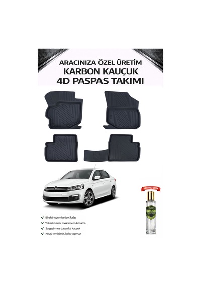 Citroen C-elysee 2017 Model Aracınıza Özel Karbon Kauçuk Paspas Takımı