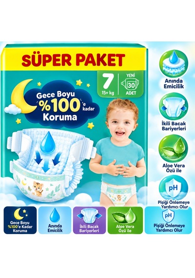 Aktif Bebek Süper Paket Bebek Bezi 7 Beden 30 Adet