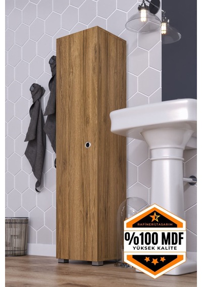 Rafineri Tasarım Saltık Çok Amaçlı Dolap Tek Kanat Raflı Mdf Kahverengi