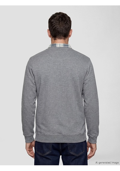 Lcwaıkıkı Classic Gri Gömlek Yaka Erkek Sweatshirt
