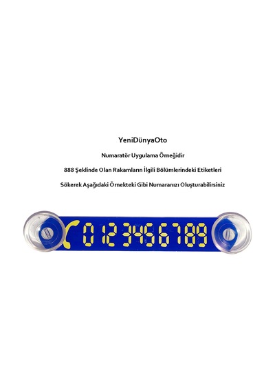 Yeni Dünya Oto Araç Park Telefon Numaratörü Tel No Gösterici Numaratik Sarı - Lacivert