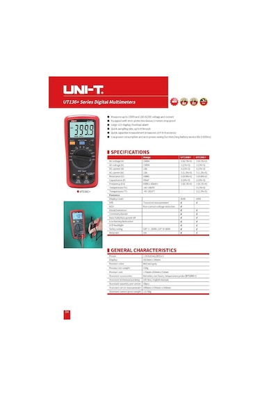 Unı-t Ut136c+ Multimeter Digital Multimeter Tester Ac Dc Voltmeter Ammeter Ohm Capacitance Hfe Diode/transistor Tester