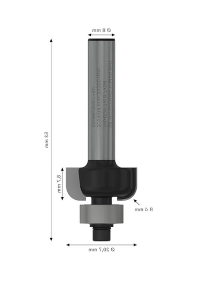 8 Mm Şaftlı 20,7 Mm Profil Freze Ucu