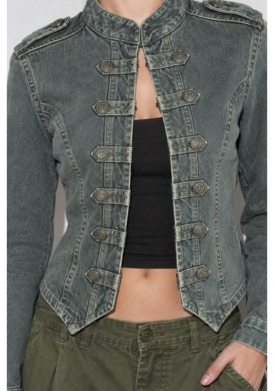 Hiccup Düğmeli Denim Ceket Gri