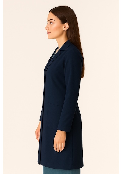 Kadın Klasik Yaka Alpaka Kumaş Slim Fit Önlük, Doktor, Öğretmen, Hemşire, Stajyer, Çalışma Önlüğü Lacivert