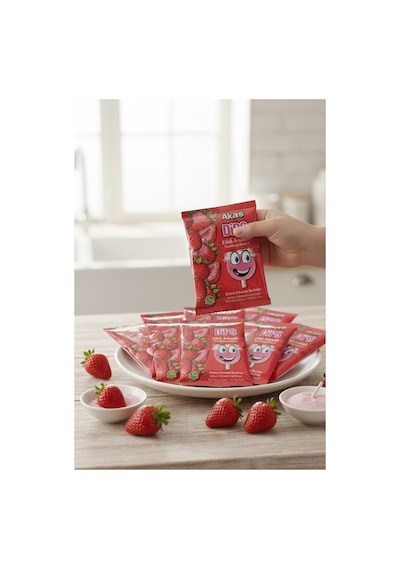 Çilek Aromalı Toz Şekerli Dips Lolipop Paket 1 Adet