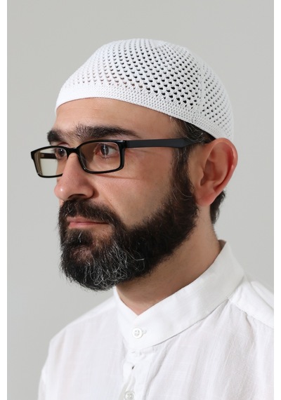 Örme Esnek Orlon Namaz Takke - Beyaz - Smz