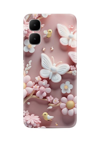 Infinix Smart 10 Kılıf Boutique Baskılı Resimli Pembe Kelebekler Pcode -088