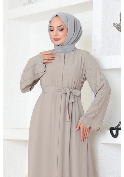 Kolları Taş Detaylı Ferace Taş