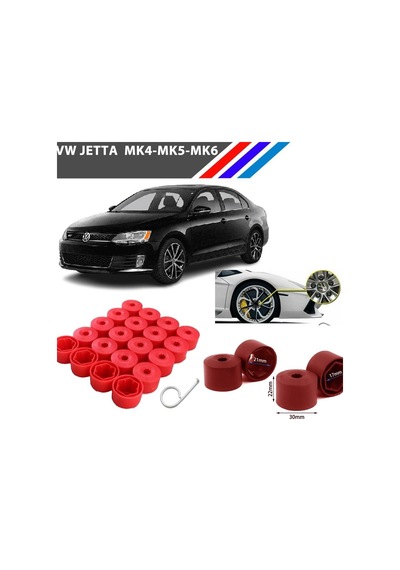 Otozet - Vw Jetta Bijon Civata Kapağı Kırmızı Renk 20 Adetli Set 17mm 1k06011739b9