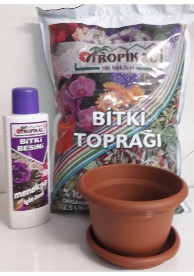Menekşe Yetiştirme Seti Saksı -Toprak-Menekşe Besini N11.131