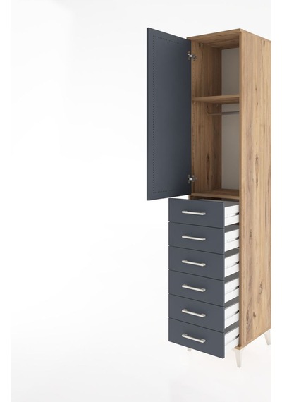 Hyperion Dolap 2 Raflı 6 Çekmeceli Tek Askılı 44x44x221 Çam-a... Çam Hyperion Dolap 2 Raflı 6 Çekmeceli Tek Askılı 44x44x221 Çam-a... Çam