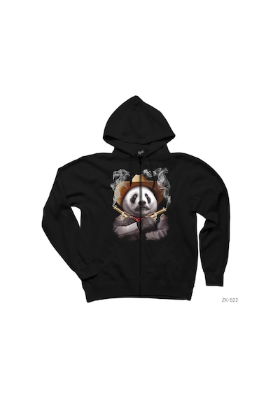 Panda Crıossgunner Siyah Fermuarlı Kapşonlu Sweatshirt