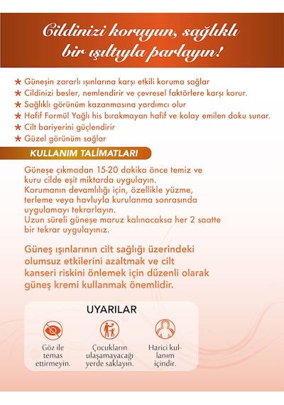 Güneş Koruyucu Krem Spf 50 Argan Yağı 50ml