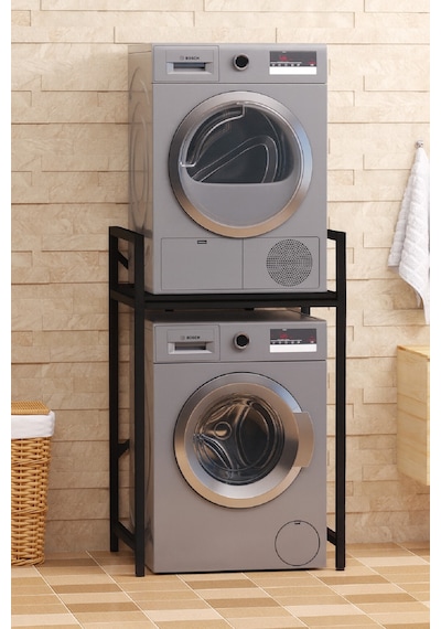 Çamaşır Sepeti Çekmeceli Çamaşır Makinası Ve Kurutma Makinası Rafı Makina Üstü Banyo Düzenleyici Raf Siyah-black