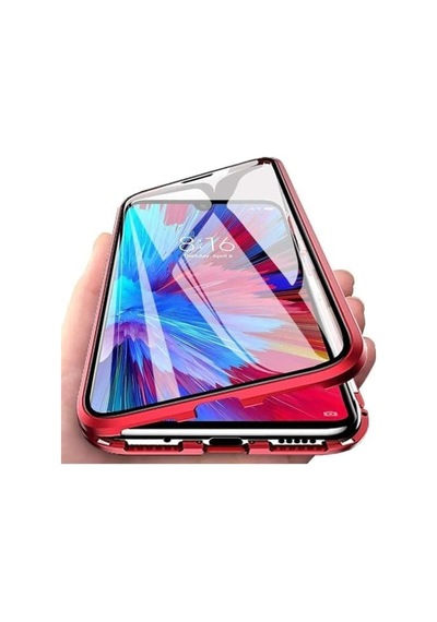 Galaxy A10 Uyumlu Önü Ve Arkası Temperli Cam, Manyetik Adsorpsiyon Darbeye Dayanıklı Kapak, Alüminyum Metal Tampon Güçlü Mıknatıslar Kırmızı, Galaxy A10 50 x 22