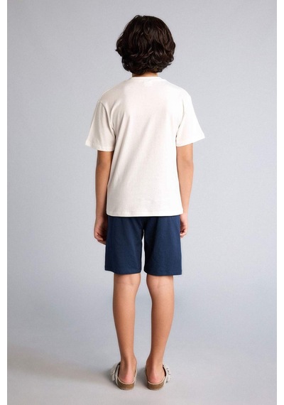 Defacto %100 Pamuk Baskılı 2li Pijama Takımı Erkek Çocuk G8773a826smer105 Ekru-er105