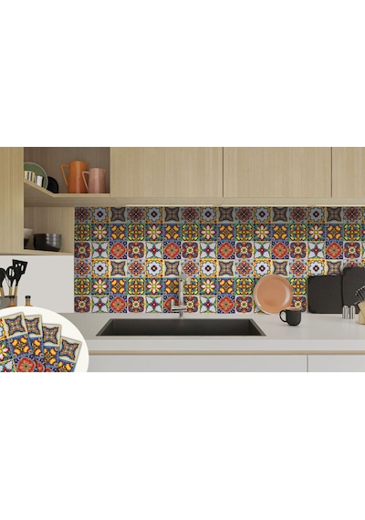 Kendinden Yapışkanlı Fayans Karnaval Karo Desenli Pvc Karo 30x30 Cm 4 Adet 0,36m2