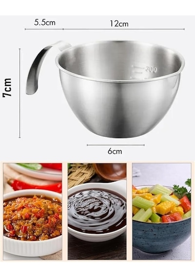 Transformacion Inox Çelik Profesyonel Ölçülü Karıştırma Kabı Seti -400-600 Ml Sos &amp Hazırlık Şefi Serisi Diğer