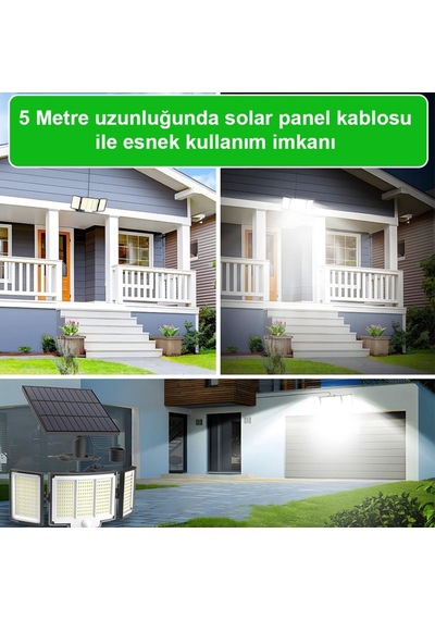 348 Ledli, Güneş Enerjili, Hareket Sensörlü, 3 Taraflı Aydınlatma/gt-sl30