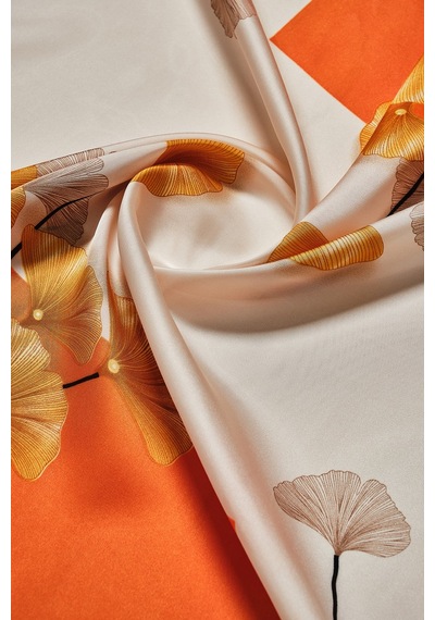 Akswsuar Floral Desenli Fular 70 70 Turuncu