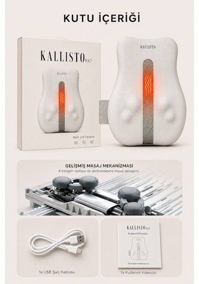 RX7 Premium Shiatsu Masaj Tekniğiyle Titreşimli Ovmalı Isı Terapili Şarjlı Raylı Sırt Masaj Cihazı