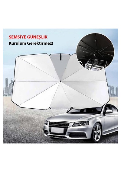 Araba Ön Cam Güneşliği Araba Güneş Gölge Koruyucu Şemsiye Otomatik Katlanabilir Güneşlik Gölgelik Siyah