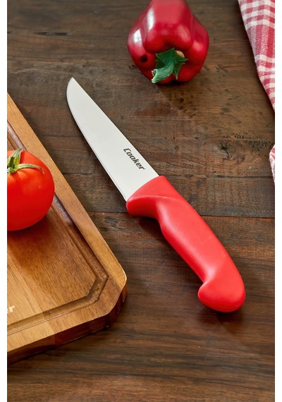 Cooker 29 Cm Paslanmaz Çelik Kasap Bıçağı Kırmızı Ckr4598