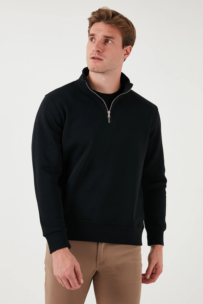 Buratti Pamuklu Regular Fit Dik Yaka 2'Li Paket Erkek Sweat 59052592S2 Kum-Siyah