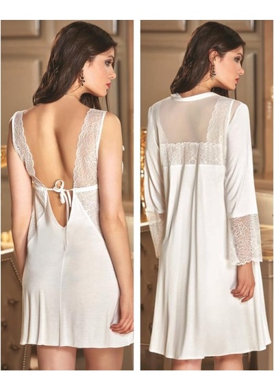 Jeremi 2654 Çeyizlik Ikili Cotton Gecelik Sabahlık Takım