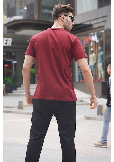Madmext Bordo Regular Fit Basic Erkek Tişört 6131-bordo Bordo