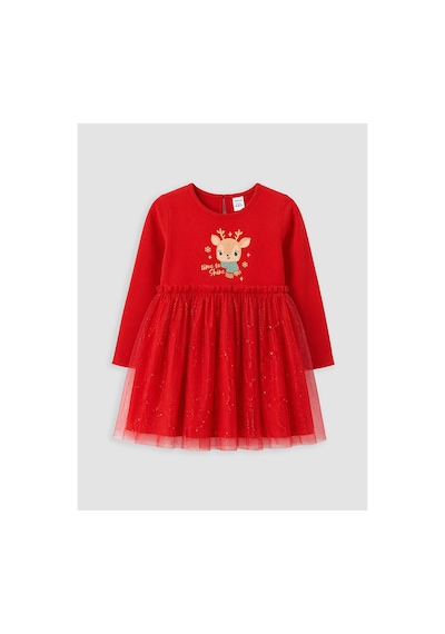 LC Waikiki Alıta Cıty Farkıyla Lcw Kids Kırmızı Penye Baskılı Kız Çocuk Elbise Kirmizi - 928249897 Kirmizi