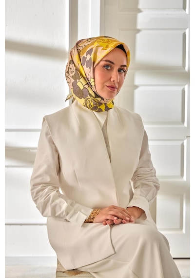 Silk Home Twill İpek Eşarp 11483-31 Gül Kurusu, Pudra, Butter Yellow, Sarı