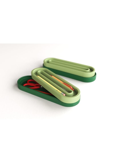 Tıdy Base - Desk Organizer Renkli Kapaklı Kalemlik Seti Kalem, Makas Ve Ataş Düzenleyici Yeşil