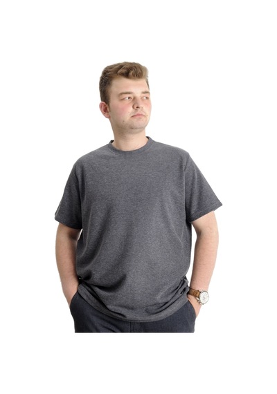 Mode Xl Büyük Beden Erkek T-Shirt Bisiklet Yaka Waffle 20033 Siyah 001