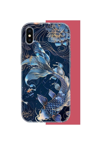 İphone Xs Max Uyumlu Mavi Yüzen Balık Uv Baskılı Silikon Kılıf Renkli