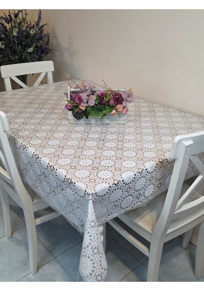 Ithal Pvc Muşamba - Desenli Silinebilir Masa Örtüsü 07nl73g Beyaz