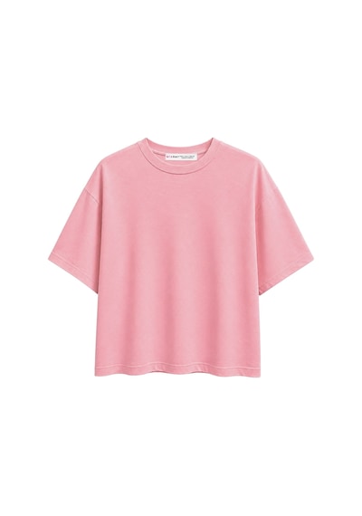 Mixray 2101 Kadın Bisiklet Yaka Soft Oversize Basic Modal T-shirt Pembe