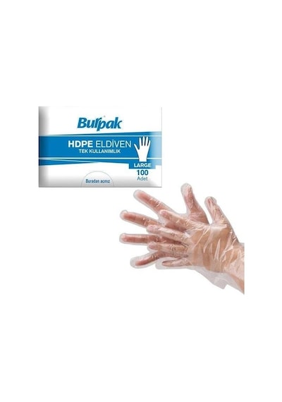 Burpak Tek Kullanımlık Şeffaf Eldiven 100 Lü Takribi 60 G.