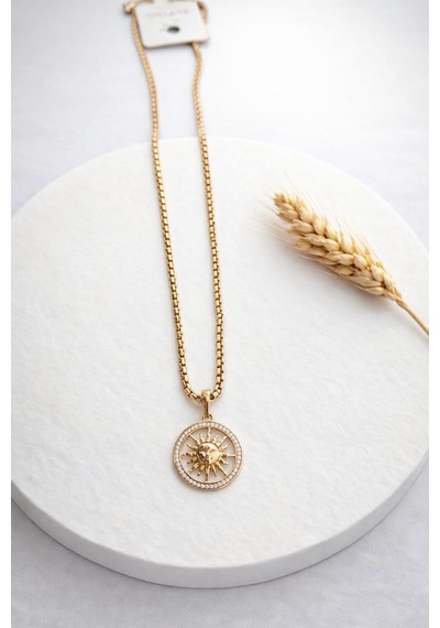 Melekcehobi18k Rose Halka Güneş Figürlü Kolye Ucu Rose Gold