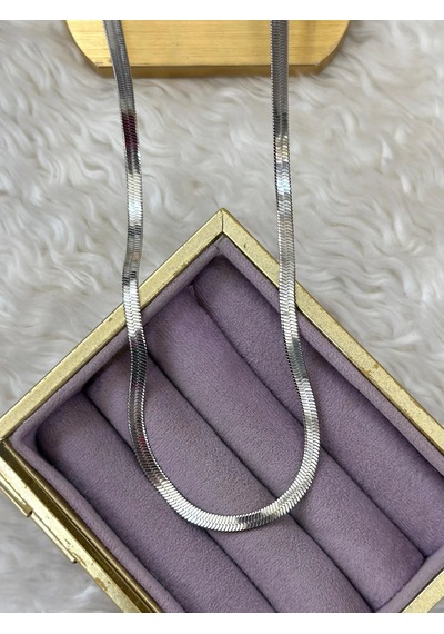 Premium 45 Cm Gümüş Renk 316l Çelik İtalyan Model Şık Kolye