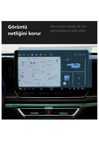 Volkswagen Tiguan Uyumlu 10.25 İnç Dijital Gösterge Ve 12.9 İnç Multimedya Ekran Koruyucu 9H Nano Ekran Koruyucu