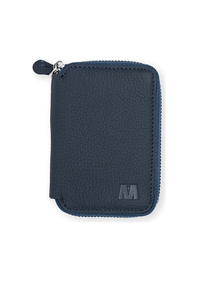 Mft Leather Hakiki Deri Unisex Fermuarlı Cüzdan Lotus 1616 Flother Mat Lacivert