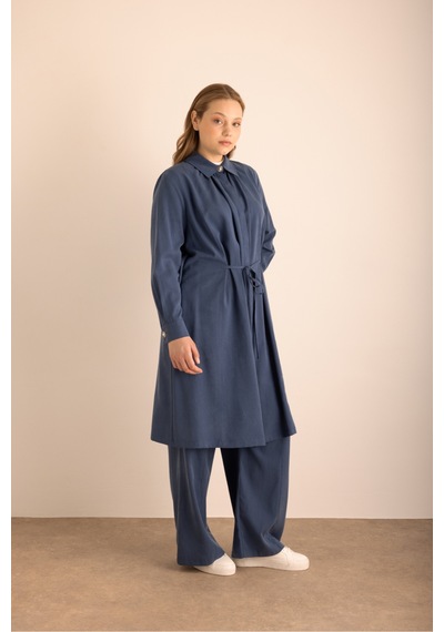 Aker Lacivert Beli Bağcıklı Cotton Tunik Lacivert Lacivert