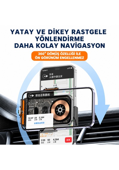 15w Kablosuz Araç Şarj Cihazı Otomatik Sensörlü Telefon Tutucu Magsafe Uyumlu 1