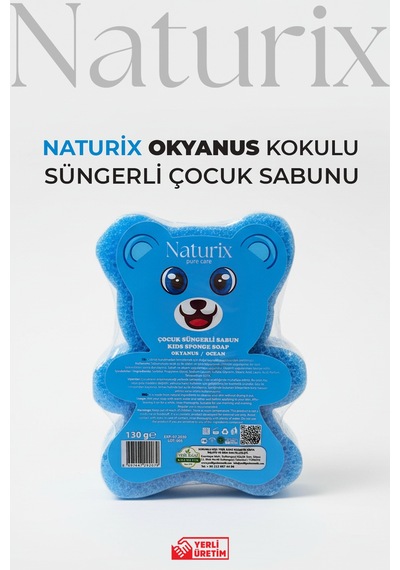Naturix Ayıcık Şekilli Süngerli Okyanus Ferahlığı Çocuk Sabunu 150 G