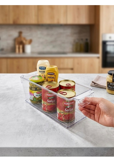 Softchef Şeffaf Kapaklı Buzdolabı İçi Düzenleyici Organizer - Çok Amaçlı Saklama Kutusu