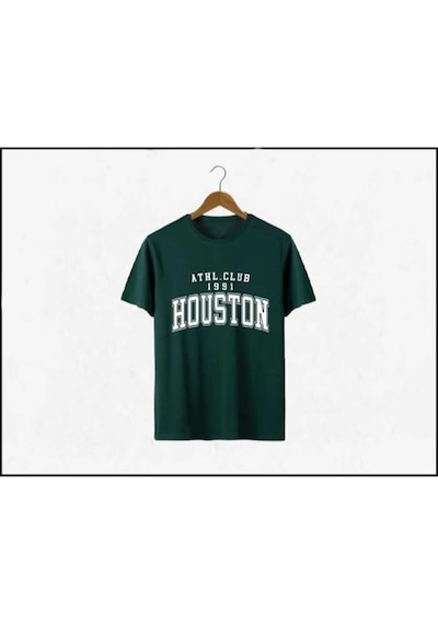 Kozia Outdoors Malkoçbey Houston Baskılı Oversize Unisex Basic T-sihirt Yeşil
